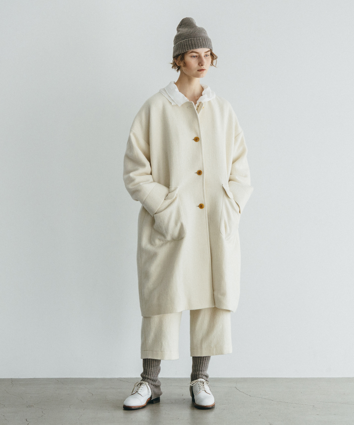 リネンウールツイードノーカラーコート｜nest Robe / CONFECT ONLINE SHOP