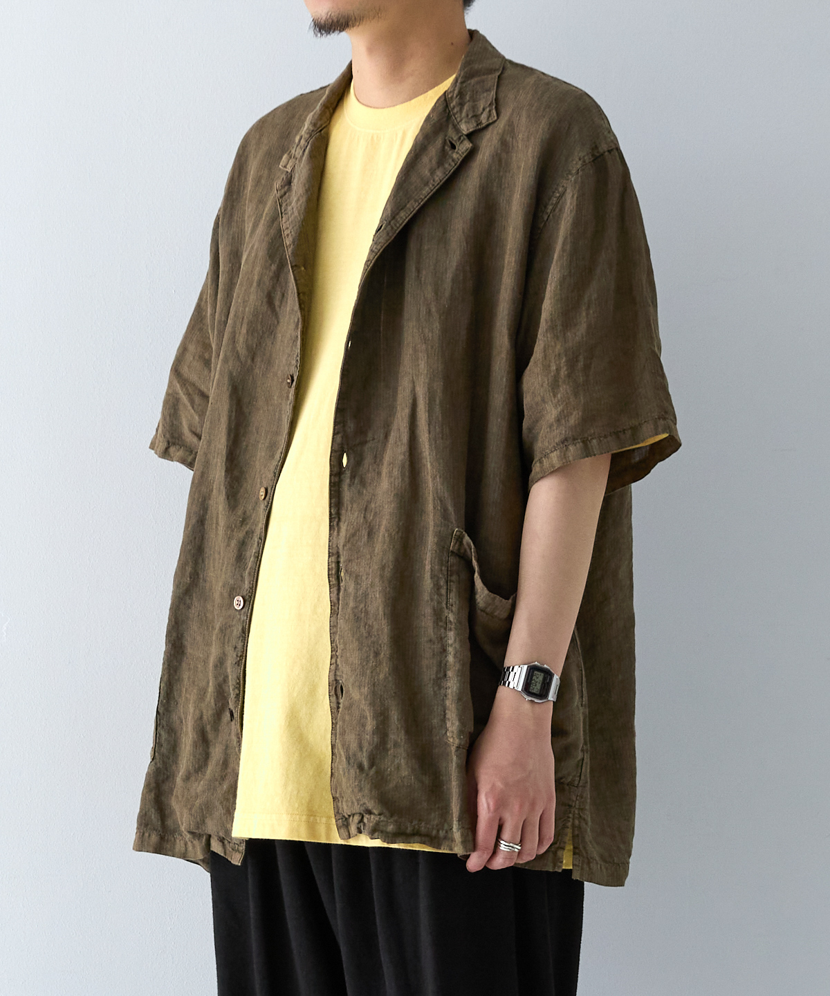 リネン ピグメントバイオ 半袖 カバーシャツ｜nest Robe / CONFECT