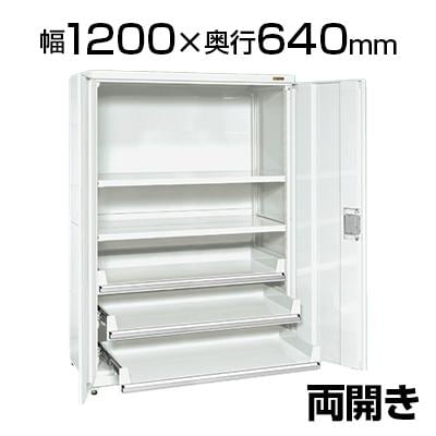 送料無料】 サカエ PNH1263C3W | 保管システム収納庫 鍵付き 両開扉