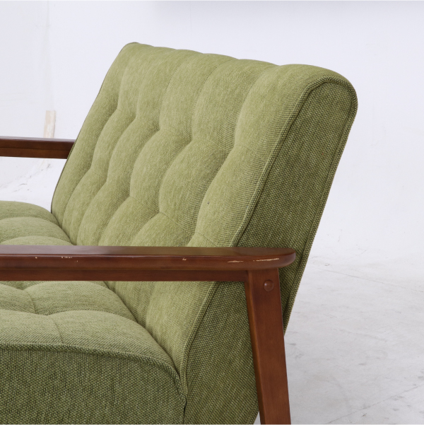 36％OFF】【送料無料】ファブリックソファ 2人掛け グリーン