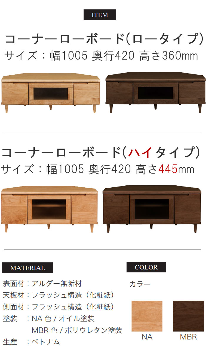 楽天市場】コーナーボード テレビ台 幅フィン 100cm ロータイプ 幅