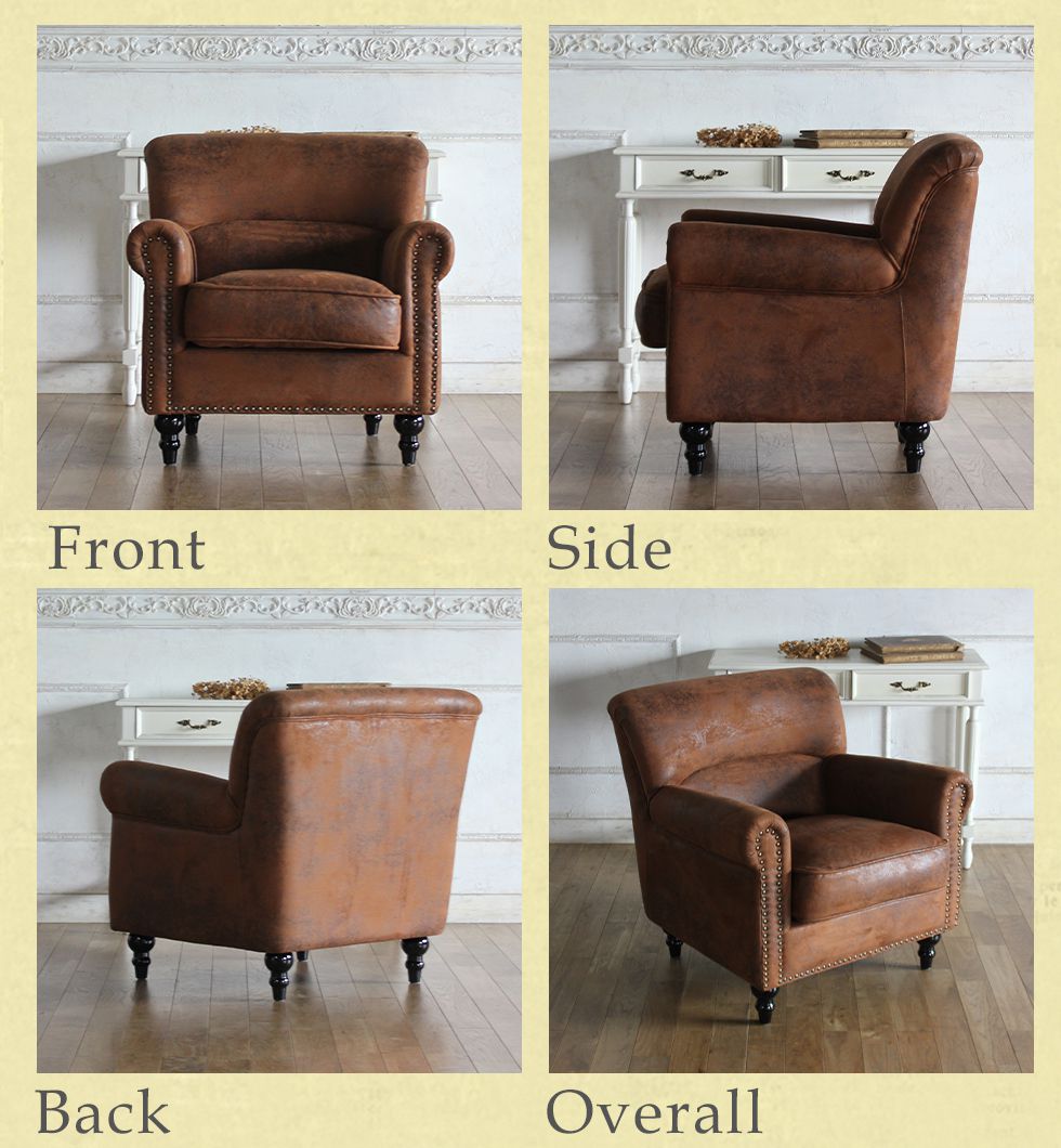 ヴィンセントシリーズ シングルソファ 一人掛け ヴィンテージレザー調