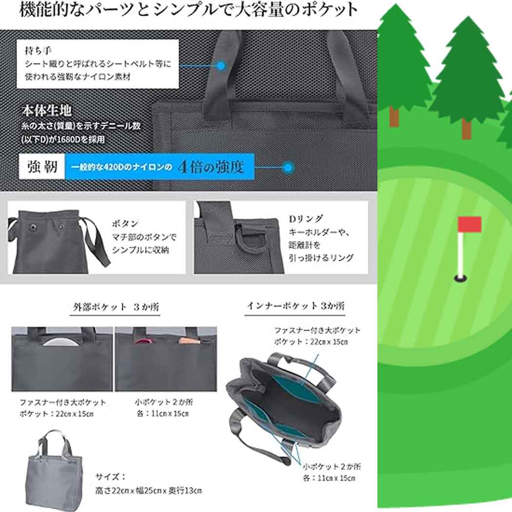 楽天市場】GINO ゴルフ ラウンドトートバッグ シンプル ロゴなし