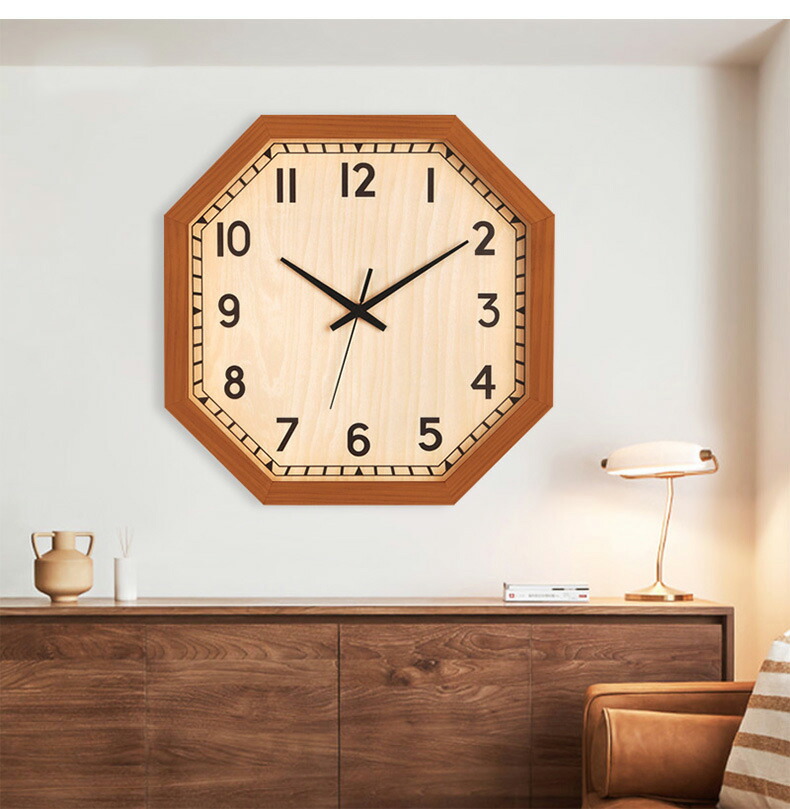 楽天市場】八角形 時計 風水 掛け時計 木製 アンティーク 壁掛け時計