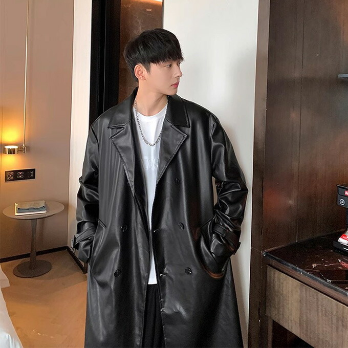 楽天市場】レザーコート チェスターコート メンズ PU レザージャケット