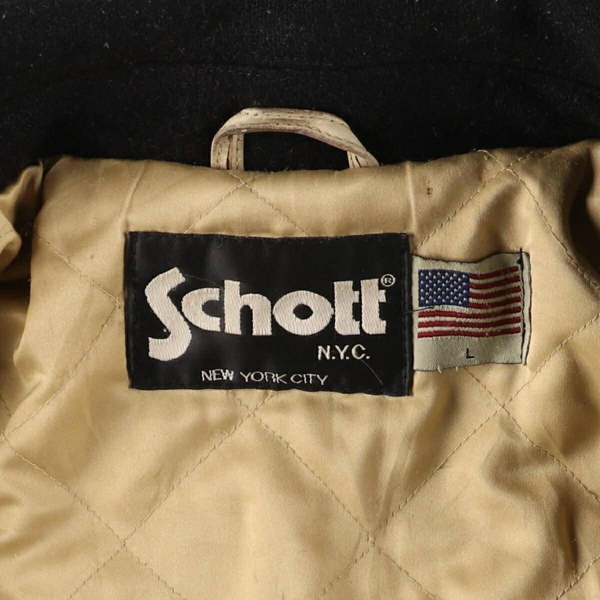 古着 80～90年代 ショット SCHOTT バックロゴ 袖革ウールスタジャン