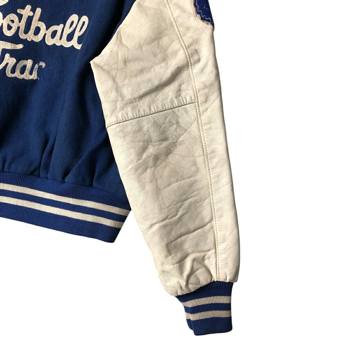 古着 ホロウェイ HOLLOWAY 袖革ウールボタンスタジャン バーシティ