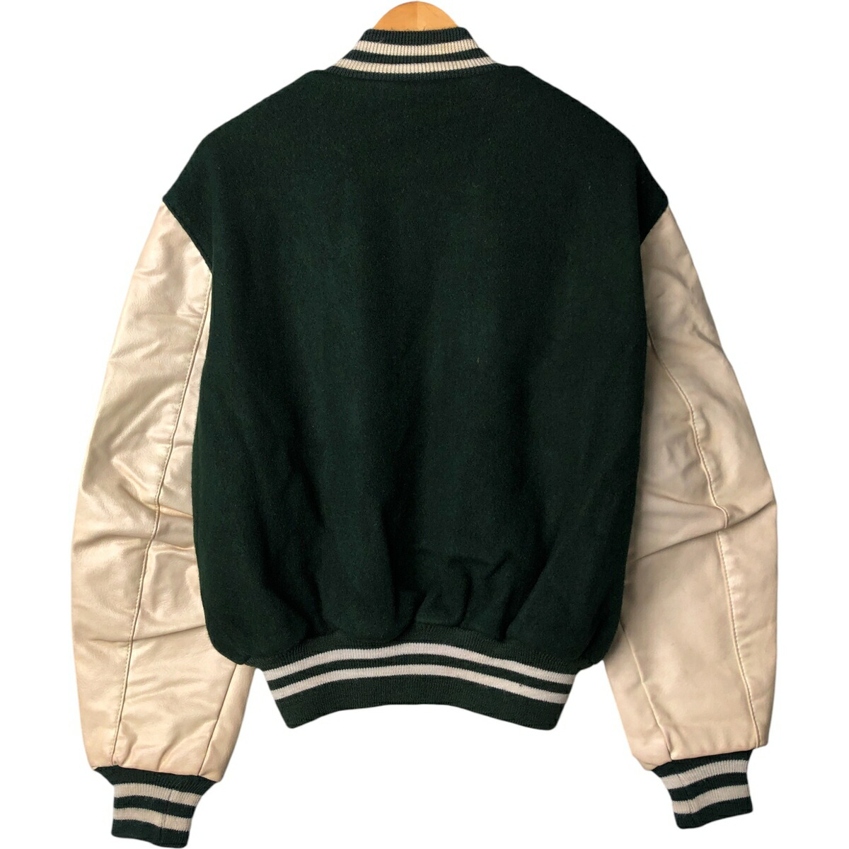 古着 80年代 デロング DeLONG 袖革ウールボタンスタジャン バーシティ