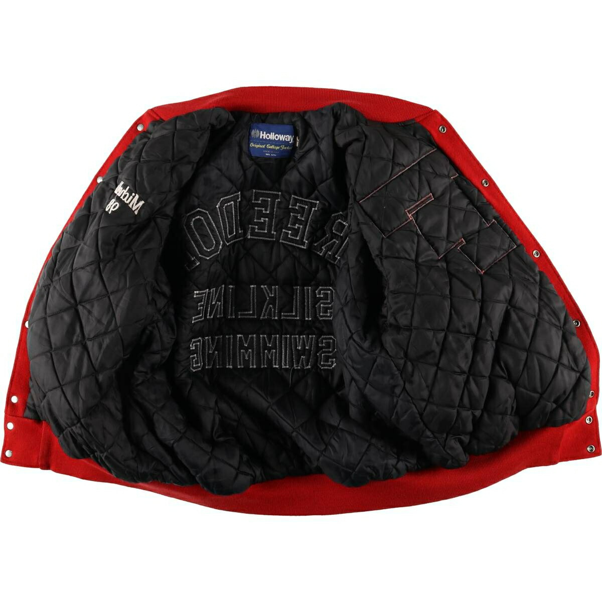 古着 ～90年代 HOLLOWAY 中綿入り 袖革ウールボタンスタジャン バー