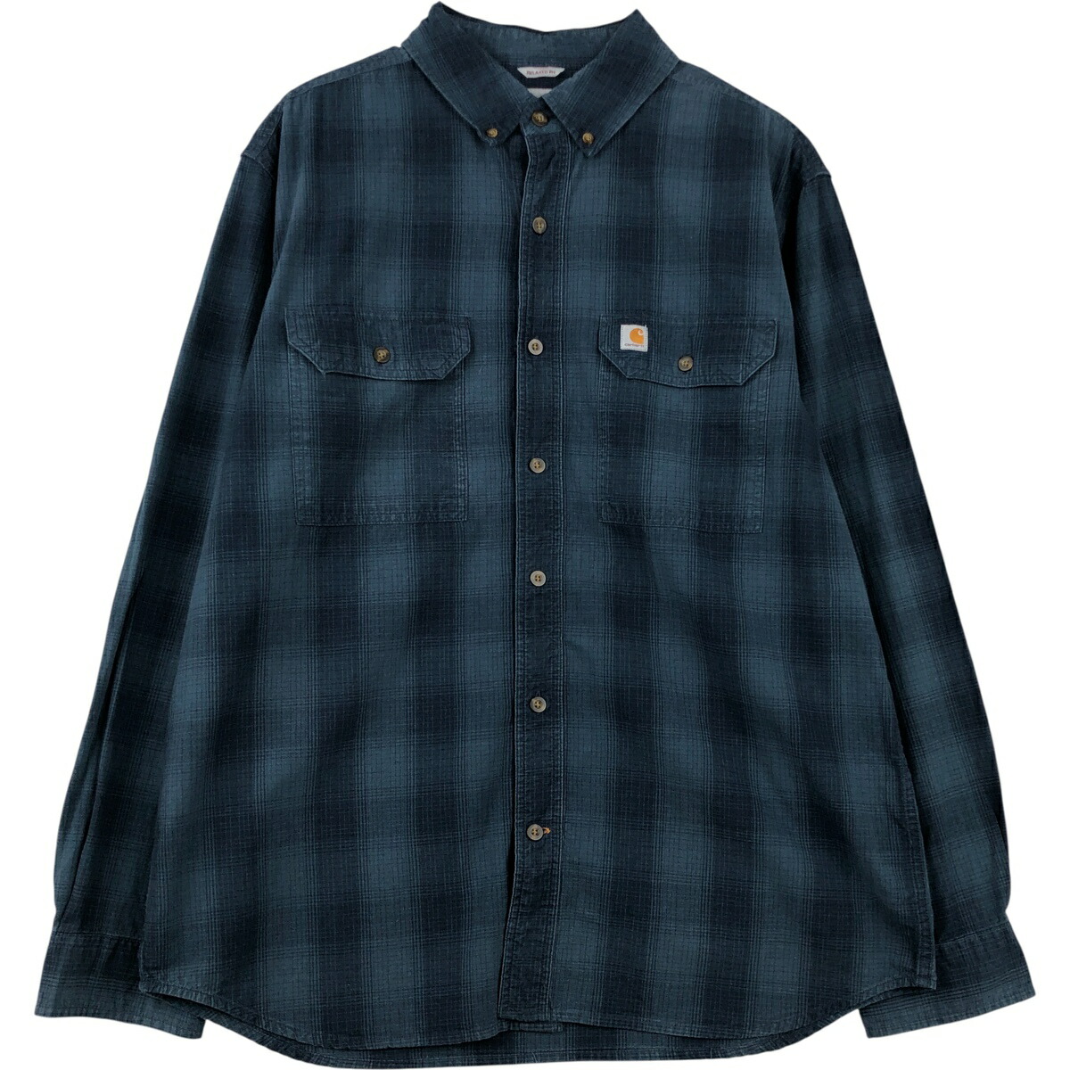 古着 カーハート Carhartt RELAXED FIT オンブレチェック 長袖 ボタン