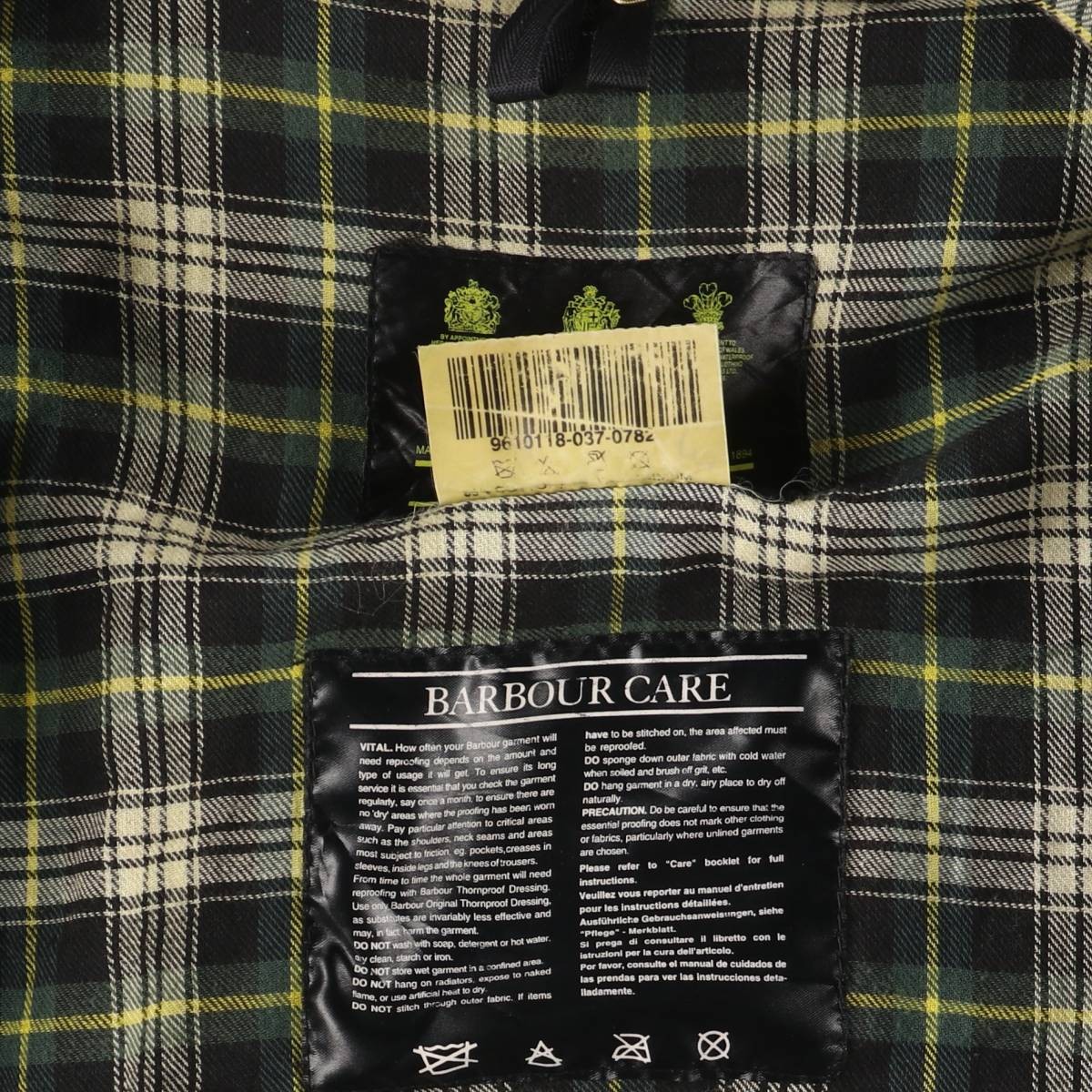 古着 90年代 バブアー Barbour BORDER ボーダー 旧3ワラント ワックス