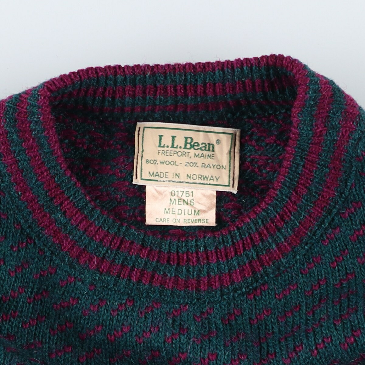 古着 80年代 エルエルビーン L.L.Bean バーズアイ柄 ウールニット