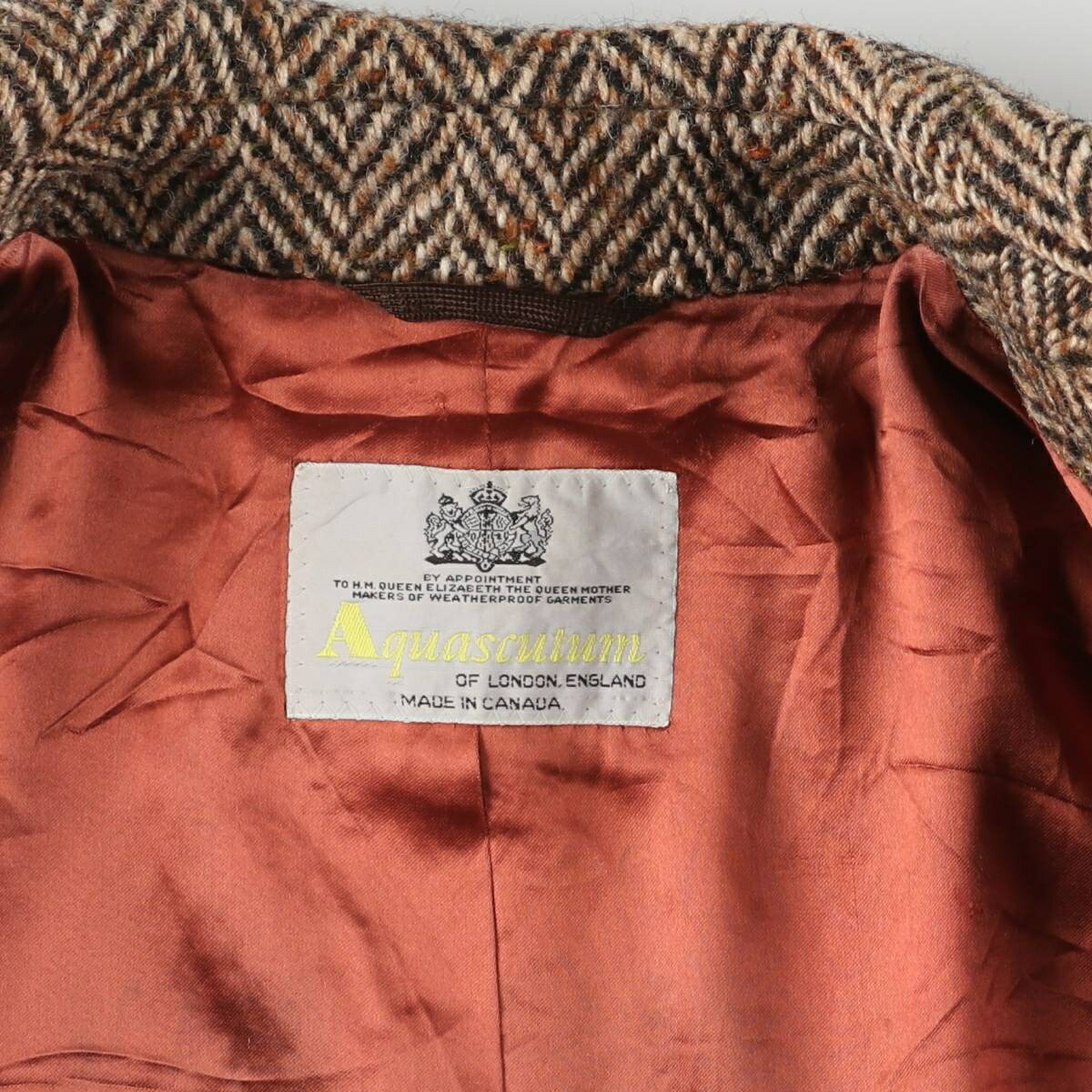 古着 アクアスキュータム Aquascutum ツイードコート カラーネップ