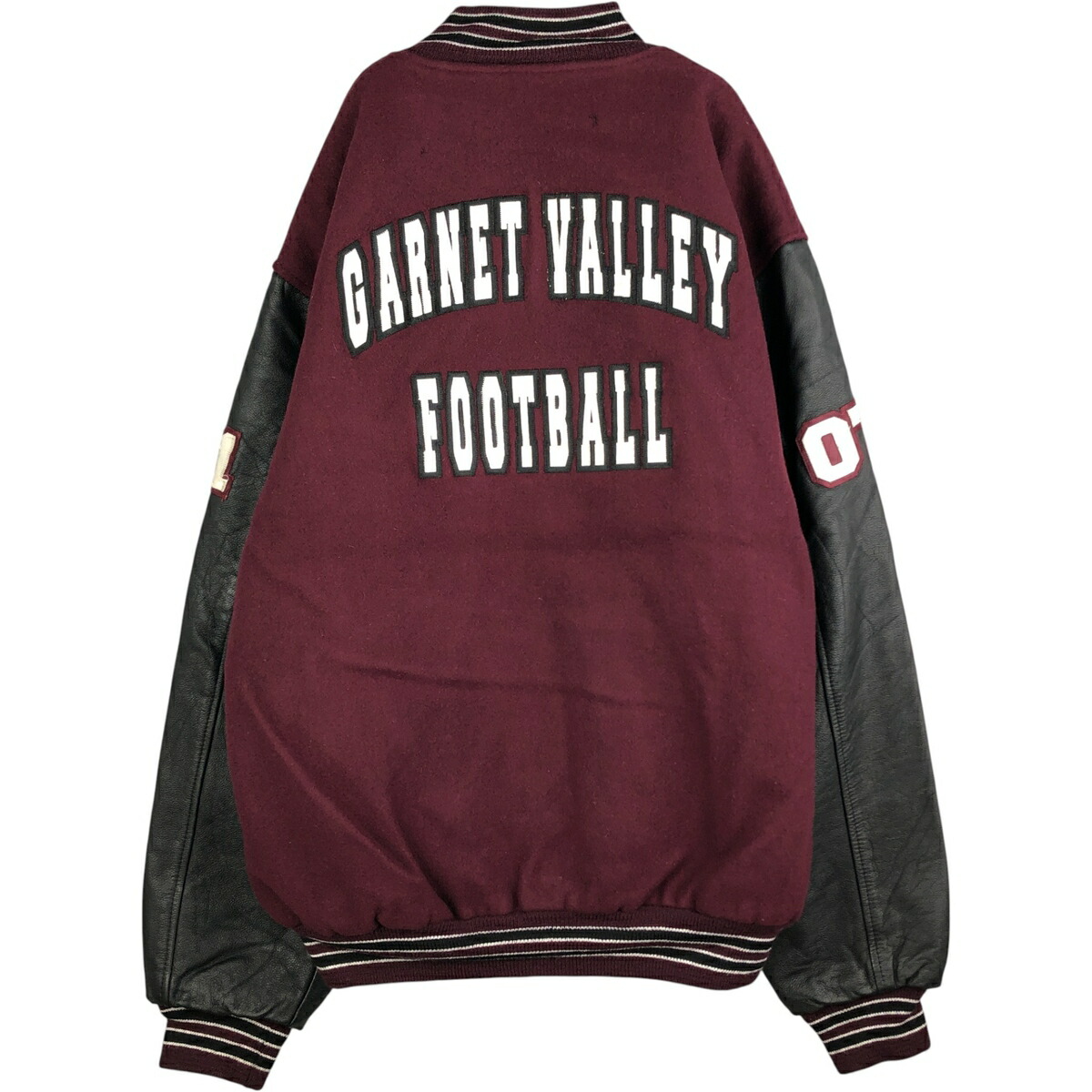 古着 90年代 GAME Sportswear 中綿入り 袖革ウールボタンスタジャン