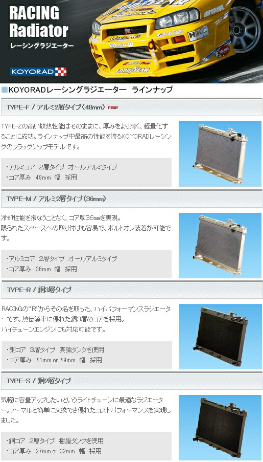 JZA70 スープラ KOYOレーシング ラジエター 銅3層 KOYO/コーヨー
