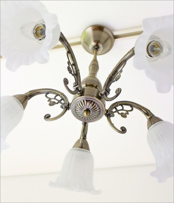 楽天市場】シャンデリア アイアン ガラス おしゃれ 5灯 アンティーク風