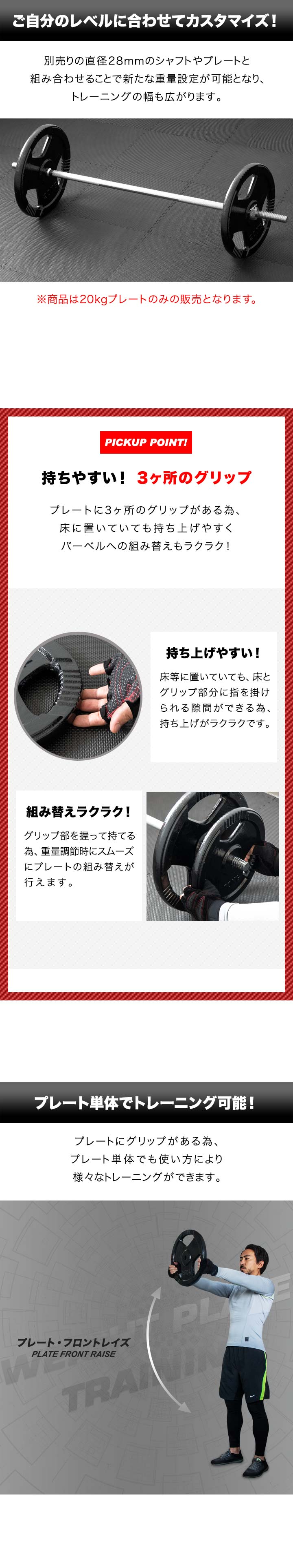 楽天市場】【楽天1位】バーベル 用 プレート 穴あき 20kg 1枚 単品