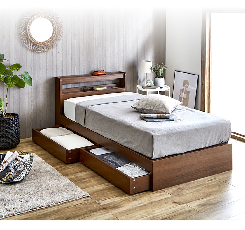 楽天市場】Kylee 引き出し付き収納ベッド セミダブル ベッドフレーム