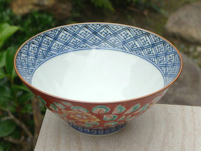 赤濃牡丹唐草ご飯茶碗 壹楽 小 - 京焼清水焼 松韻堂