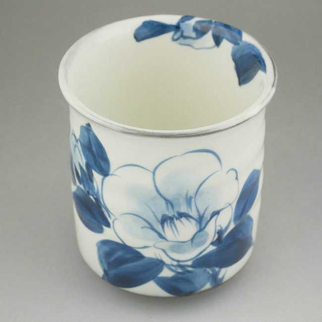 染付椿湯呑み 陶あん - 京焼清水焼 松韻堂