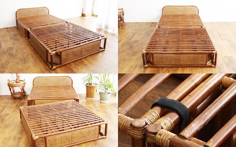 楽天市場】ラタンベッド フレーム シングル 籐 寝室 籐製ベッド 軽量