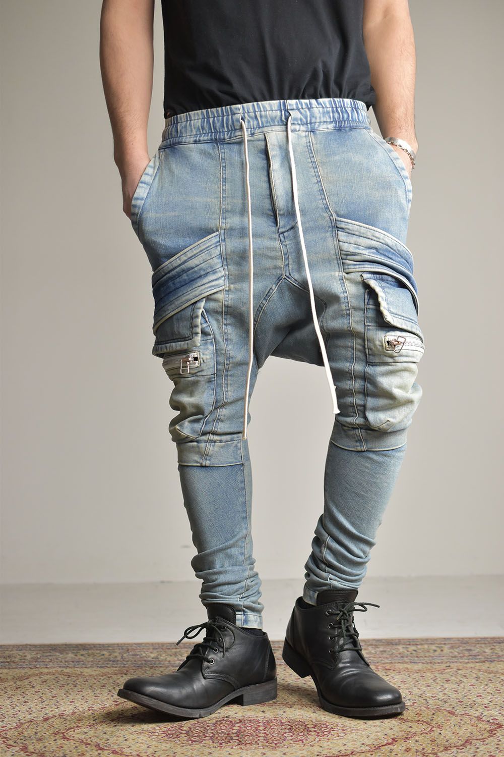 A.F ARTEFACT - Indigo Denim Cargo Sarouel Skinny