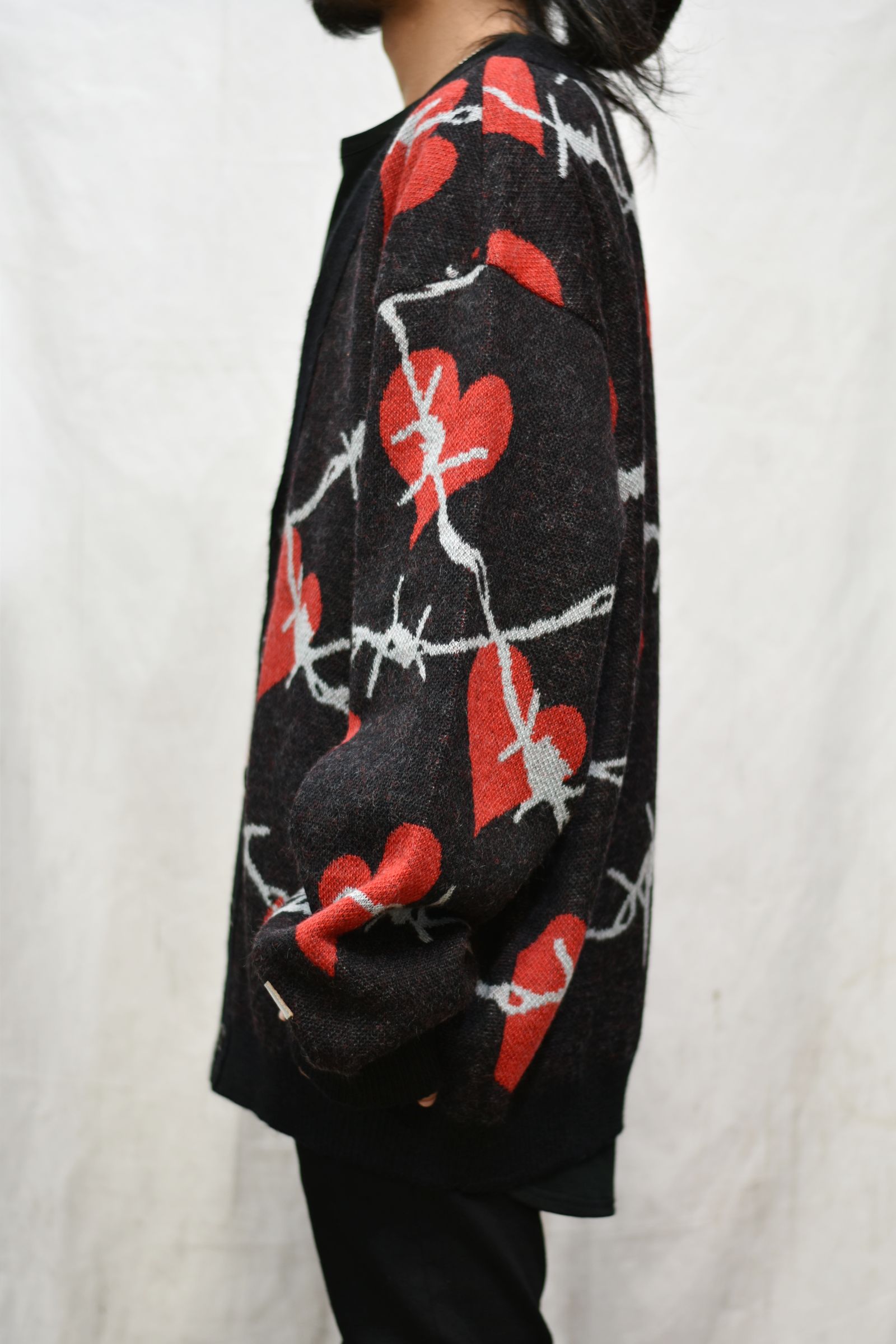 el conductorH - MOHAIR KNIT CARDIGAN `HEARTS (BK) | chord online store