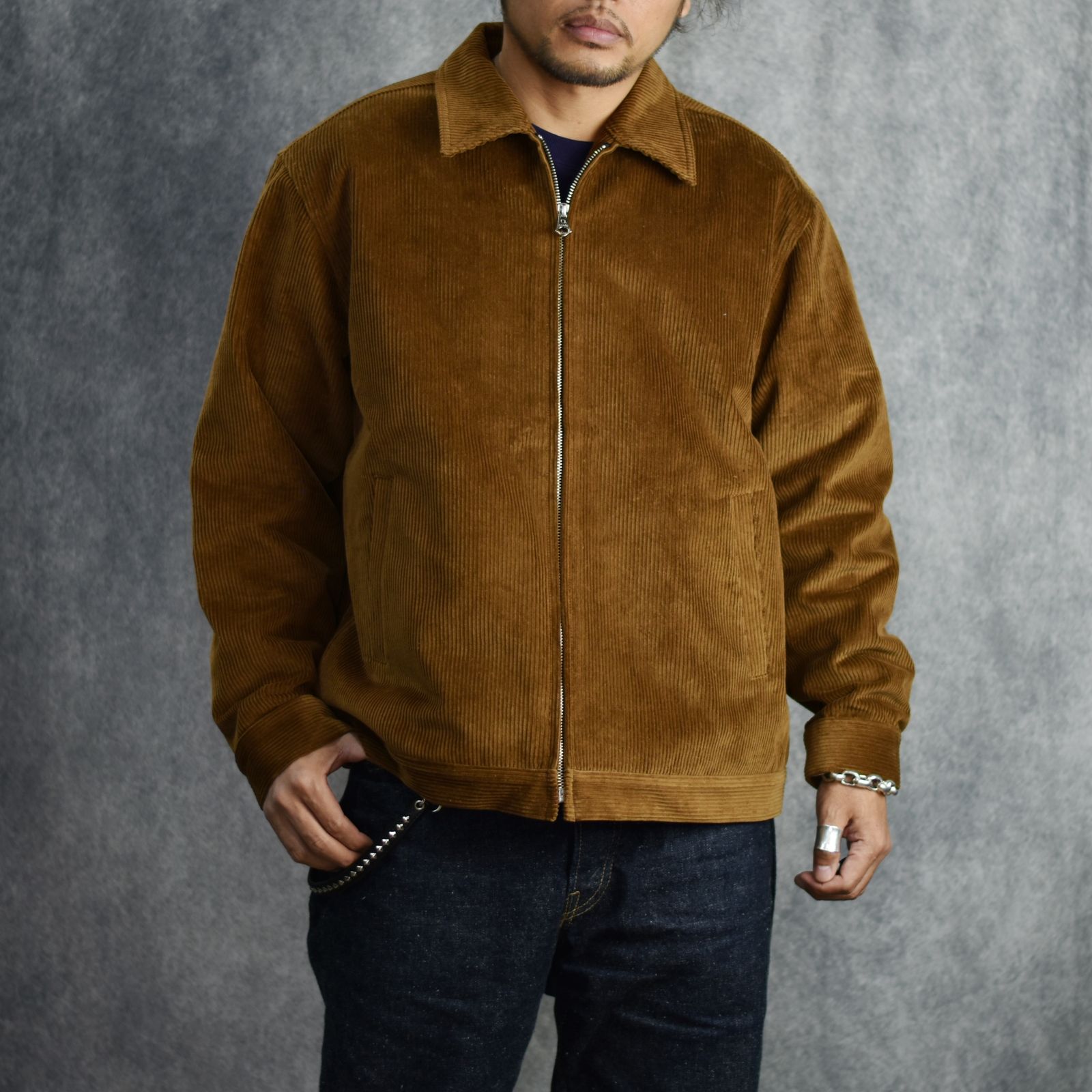 CALEE - 8w CORDUROY SWINGTOP (BROWN) / コーデュロイ スウィング