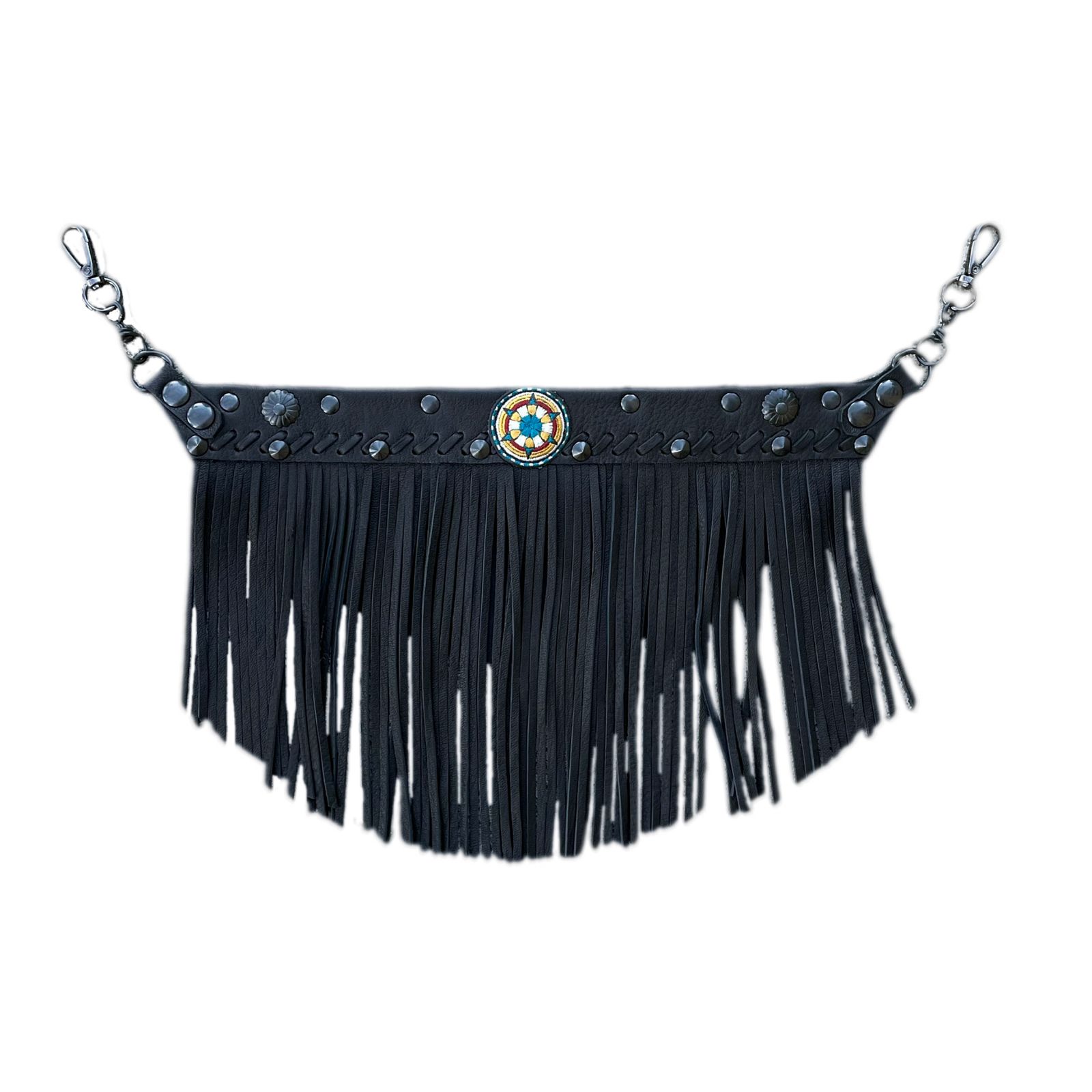 GARA - x blackmenas SYMBOLIC FRINGE BUM FLAP -ケツアテ- BLACK | HAZE