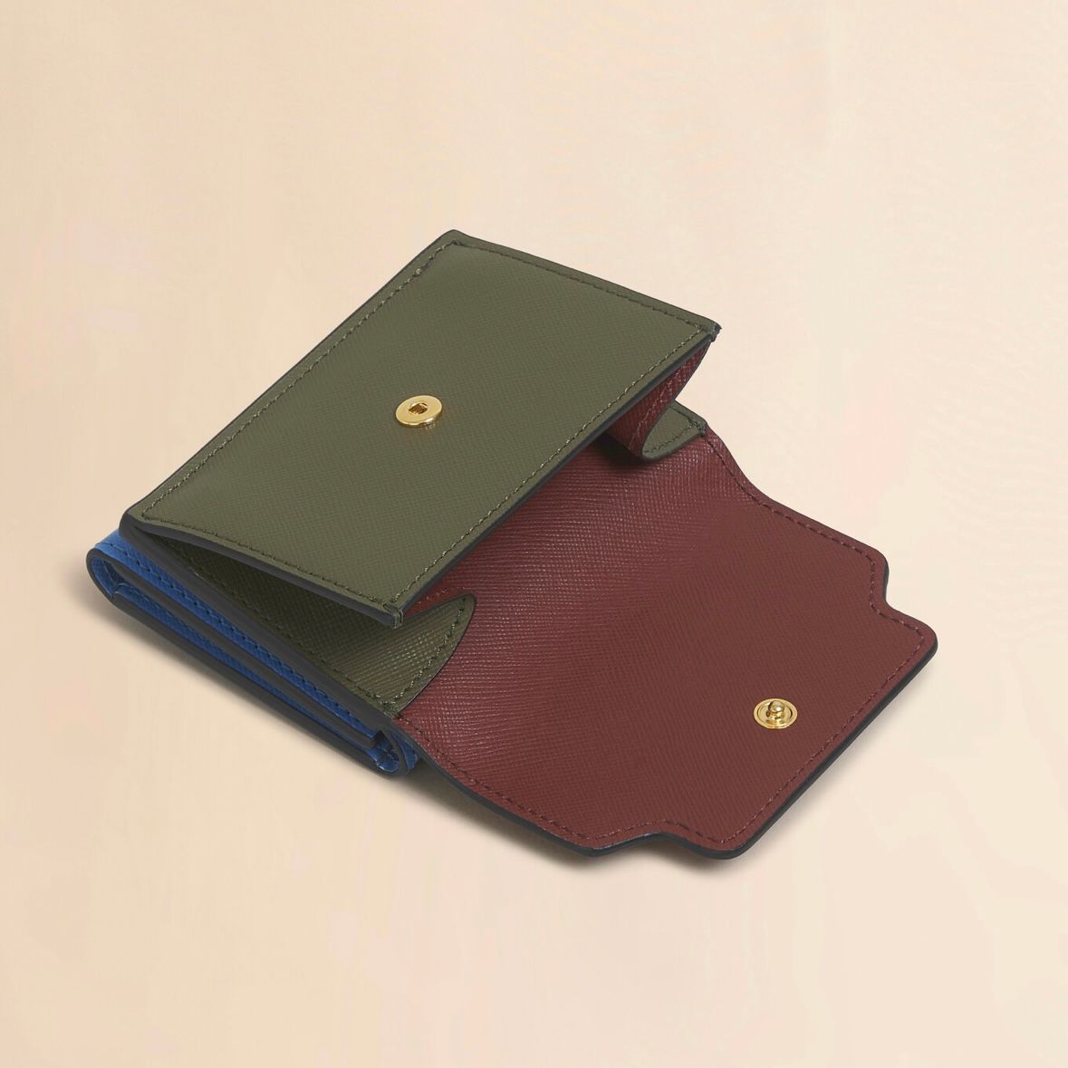 MARNI - サフィアーノ レザー製 三つ折り財布 / ブラウン・カーキ