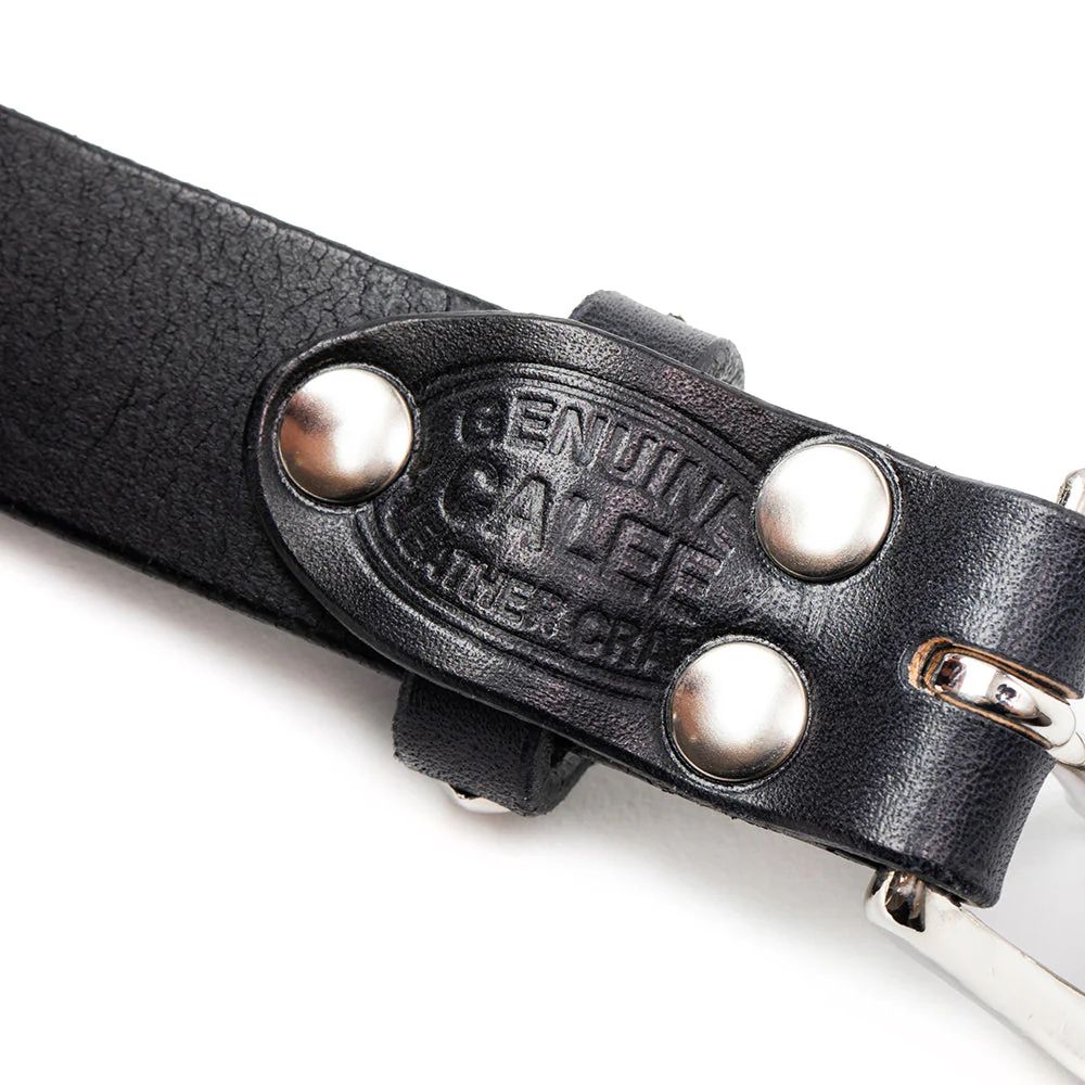 CALEE - STUDS LEATHER NARROW BELT (BLACK) / スタッズ レザー ナロー