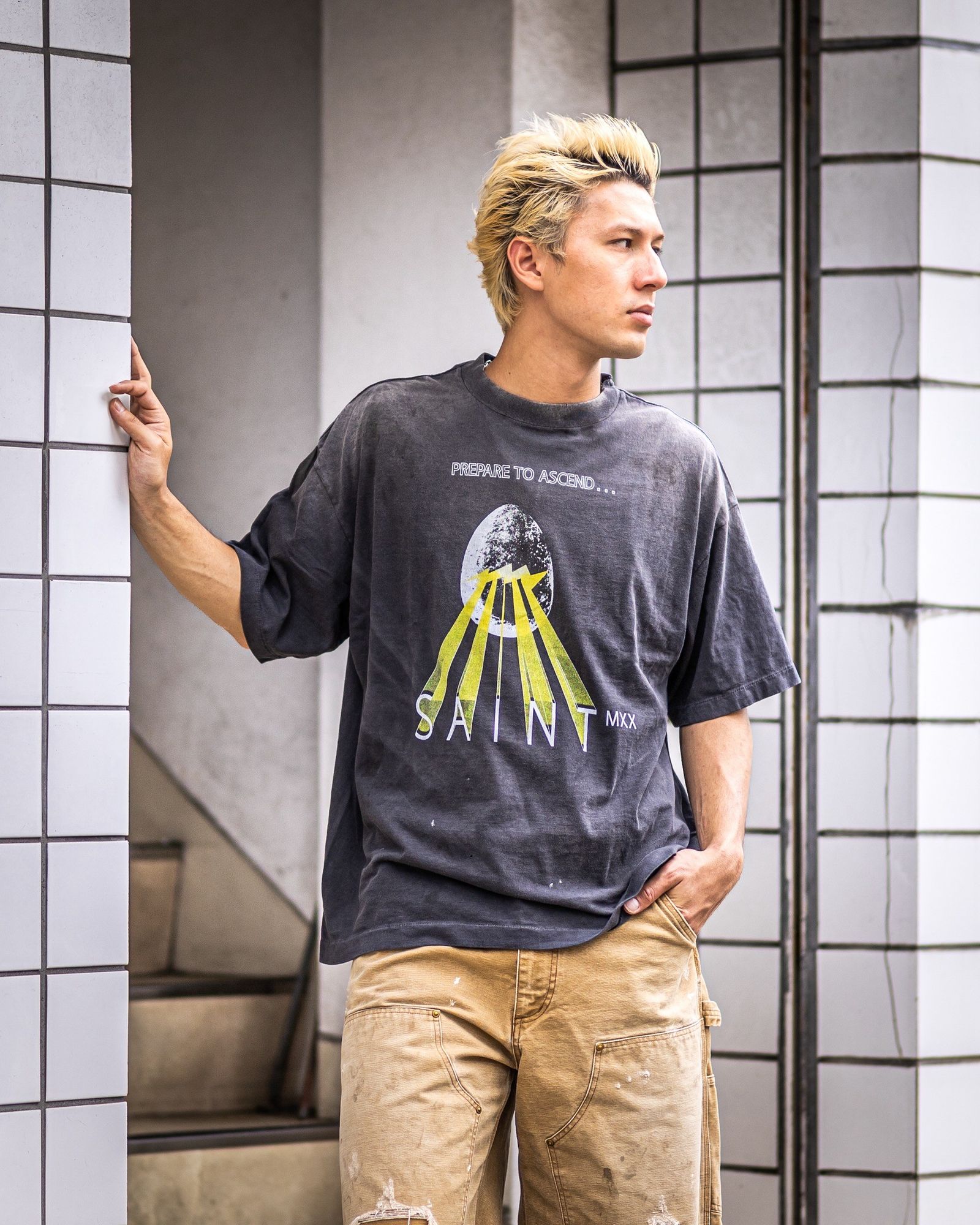 SAINT M×××××× - セントマイケル Tシャツ EGG SS TEE(SM-HR8-0000-007