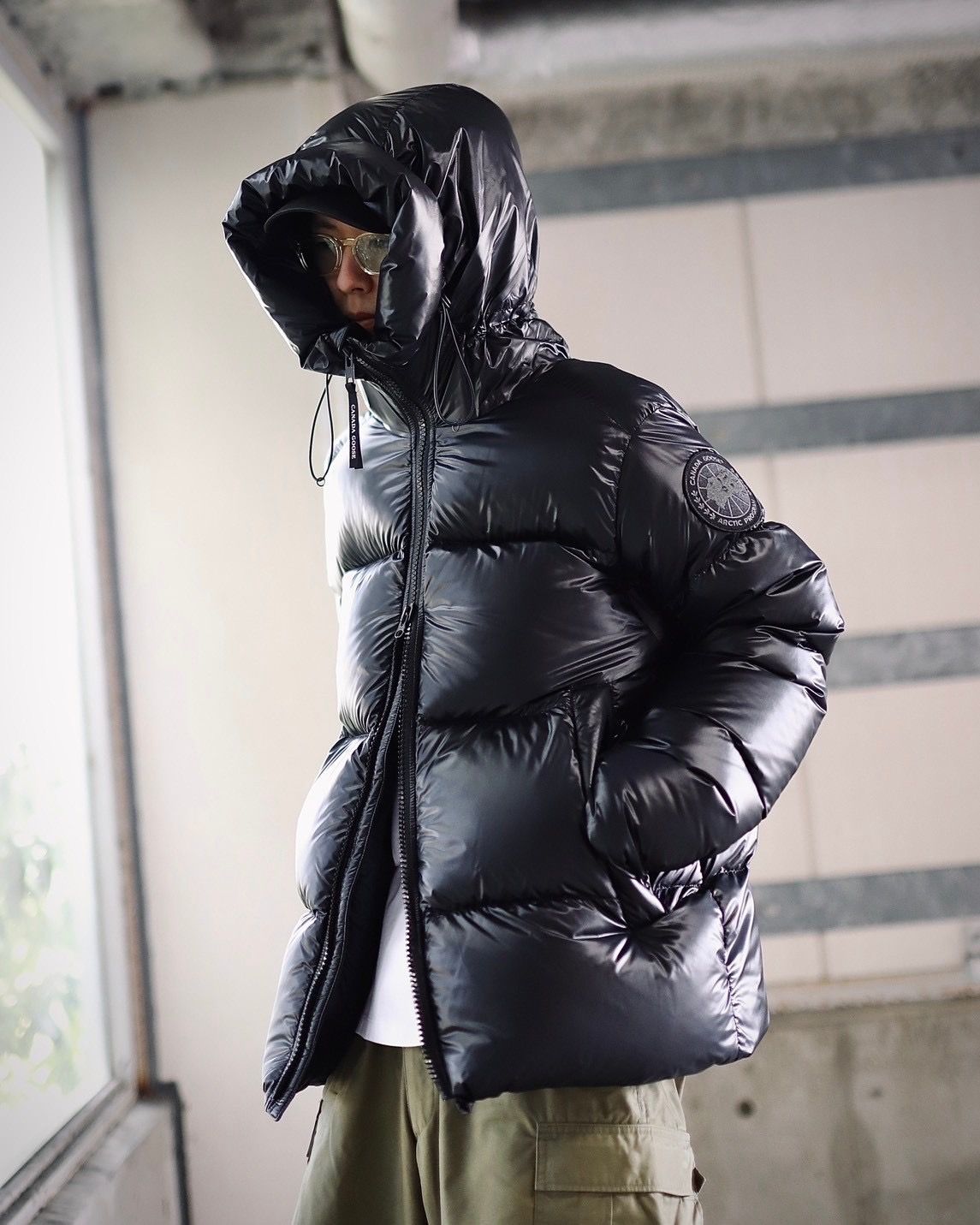 CANADA GOOSE カナダグース Crofton Puffer Black Labelスタイル