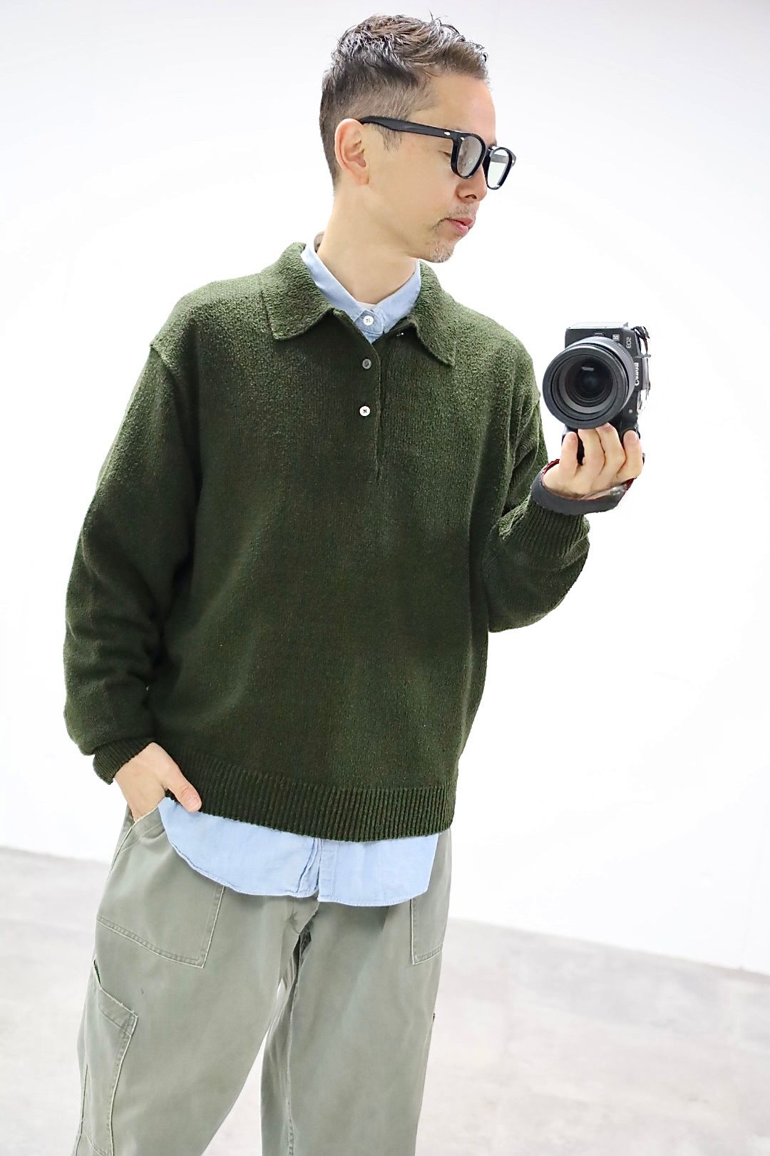 A.PRESSE - アプレッセ 2026 STYLE1 Washed Silk Nep Polo Shirt(26SAP