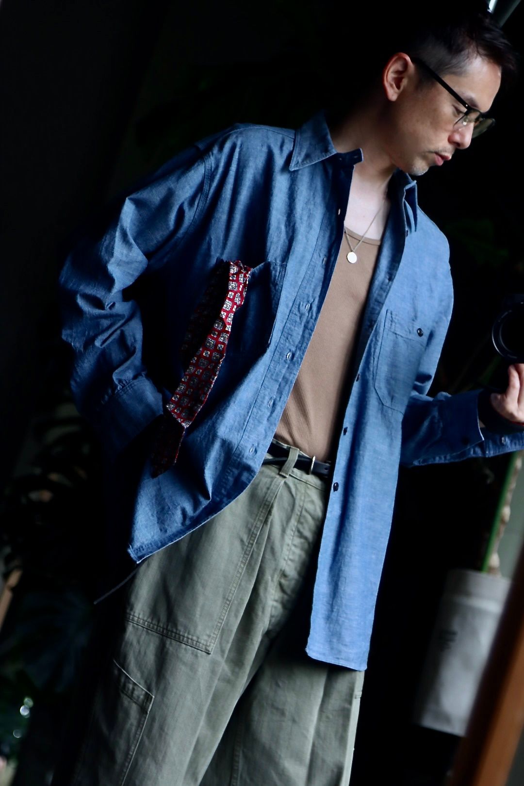 A.PRESSE - アプレッセ23AWシャツ BB Washed Chambray Shirt(23SAP-02