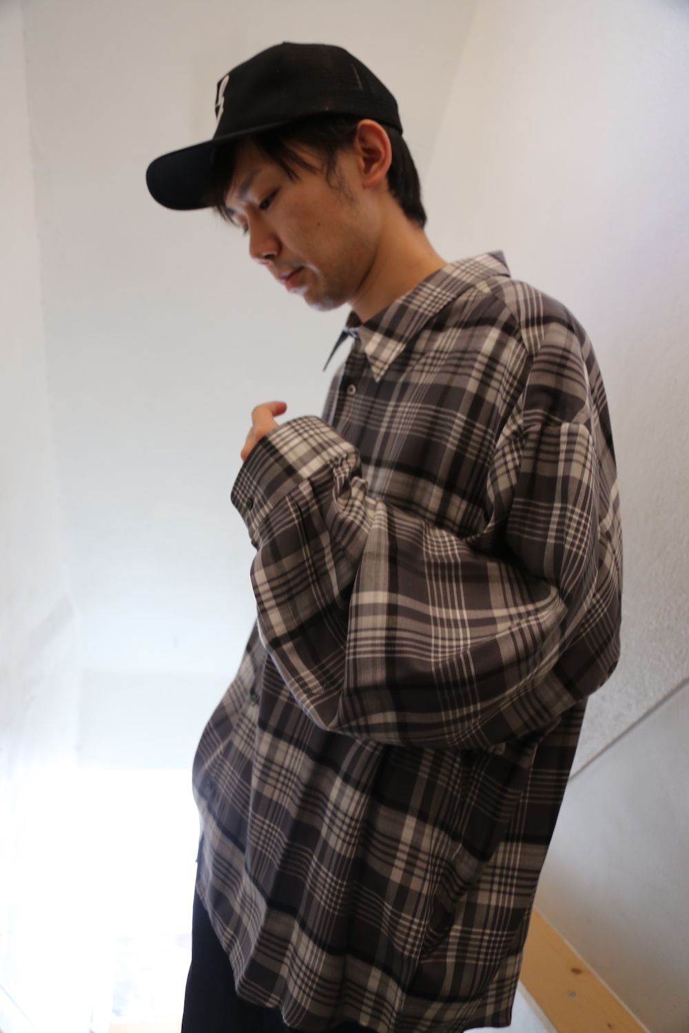 Graphpaper Tencel Check Regular Collar Big Sleeve Shirt
