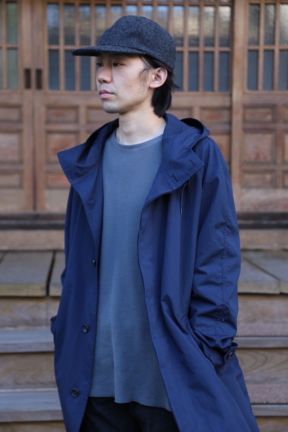 COMME des GARCONS HOMME 綿ナイロンウェザーフーデッドコート