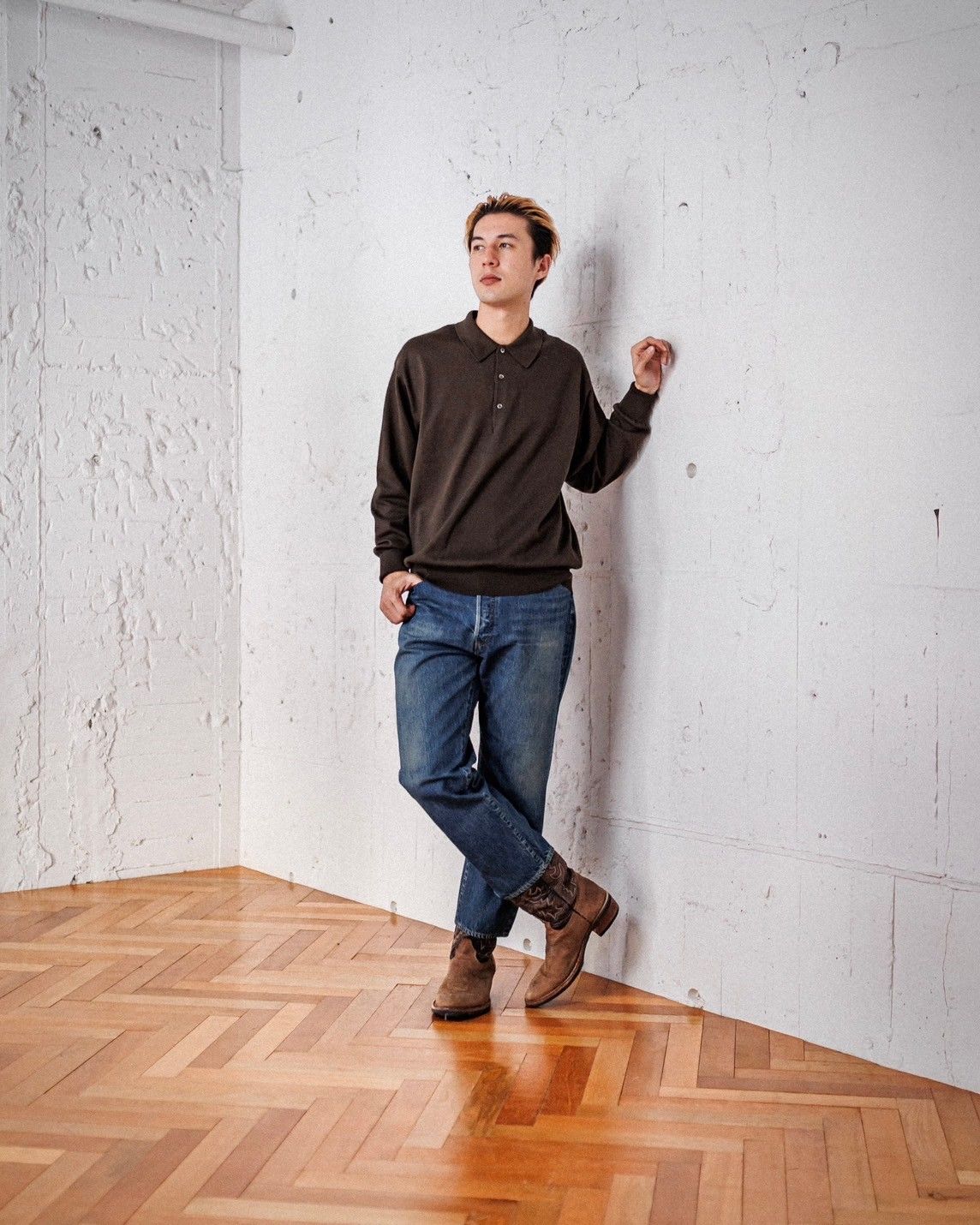 A.PRESSE - アプレッセ Cotton Knit L/S Polo Shirts(25SAP-03-02K