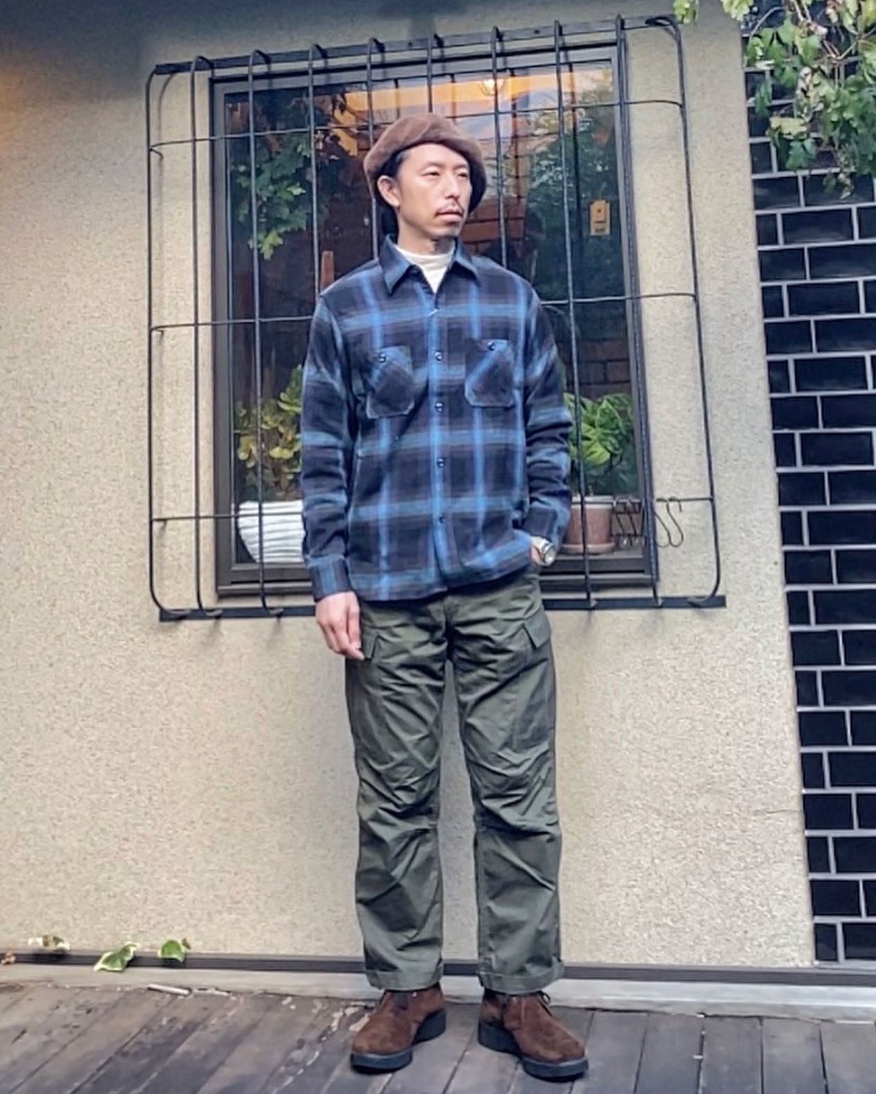 SUGAR CANE - TWILL CHECK L/S WORK SHIRT / ヘビーネルワークシャツ
