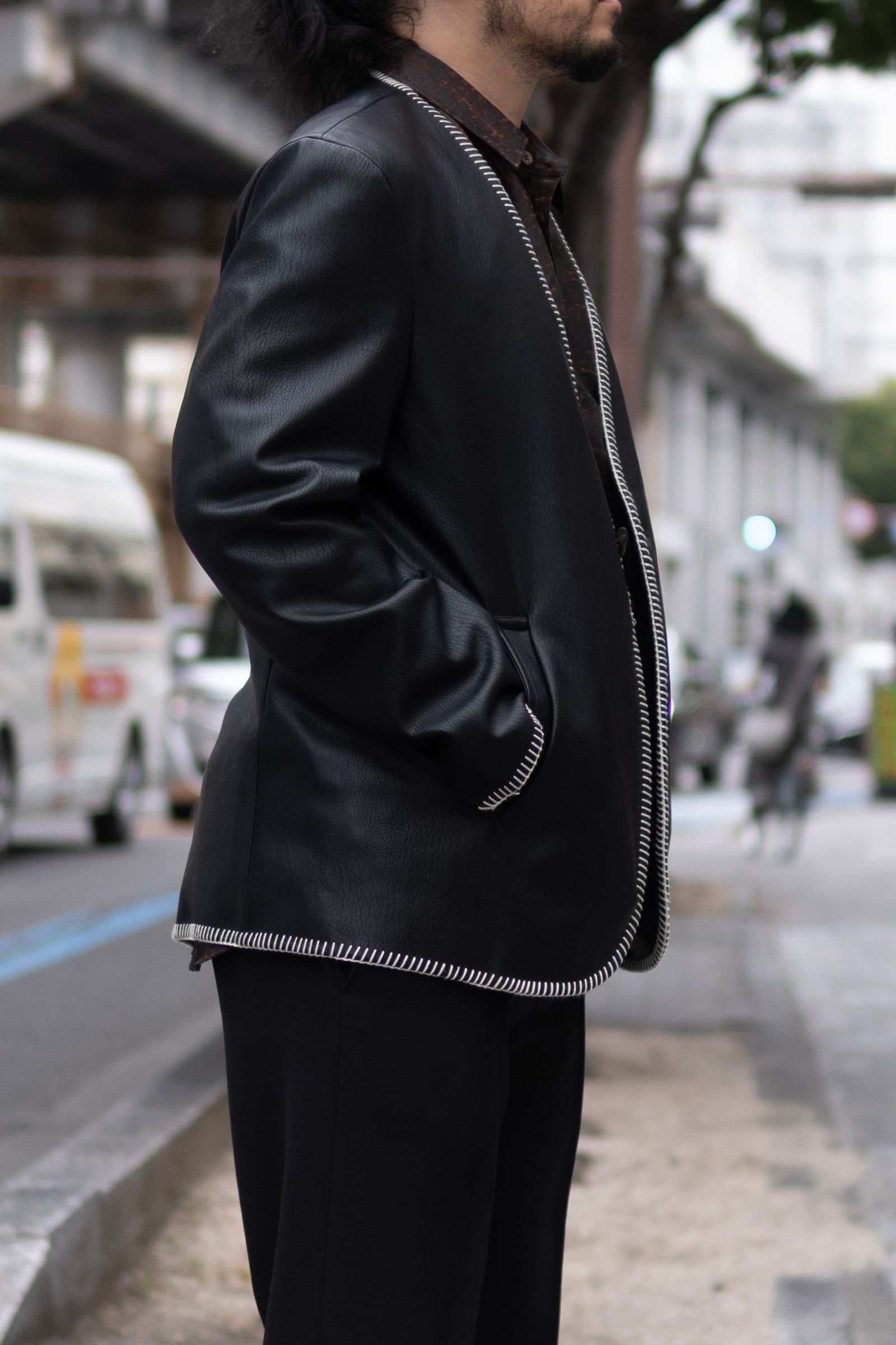 MAHITO MOTOYOSHI - Fake Leather Embroidery Jacket / Black