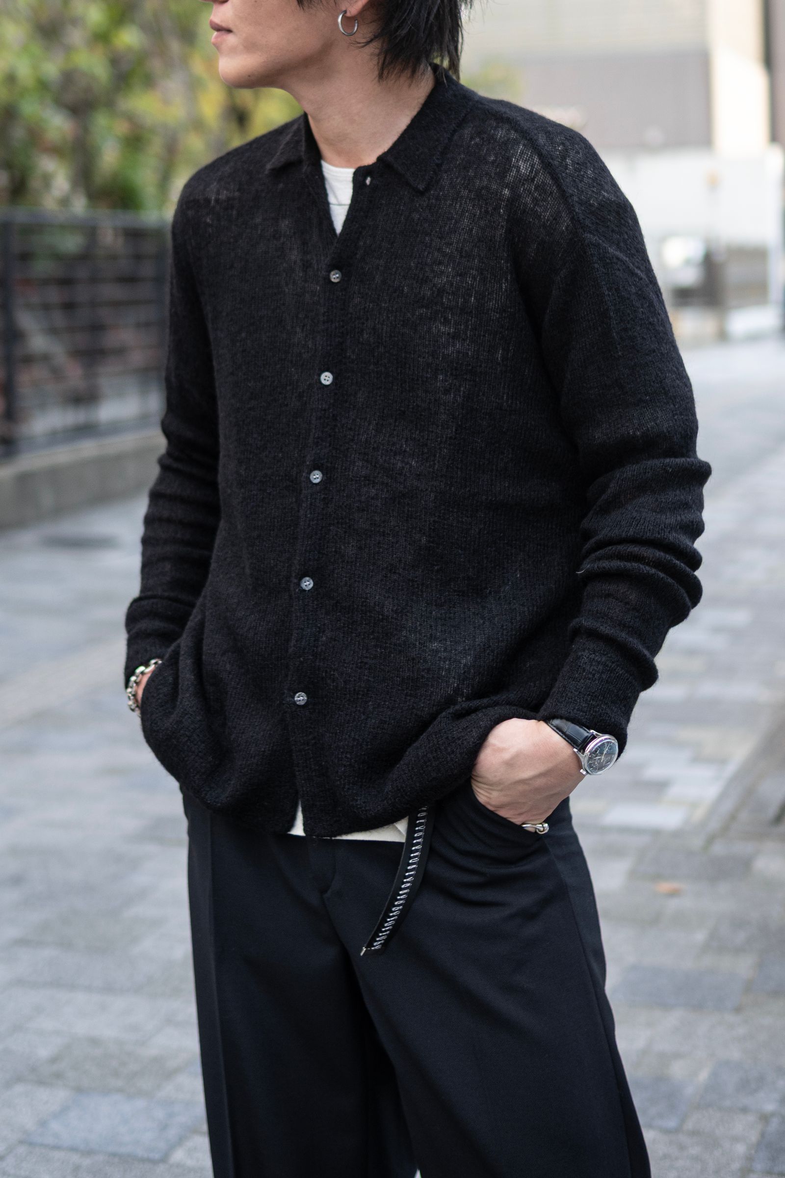 SHINYAKOZUKA - NOTHING SPECIAL KNITTED SHIRT / DAWN BLACK