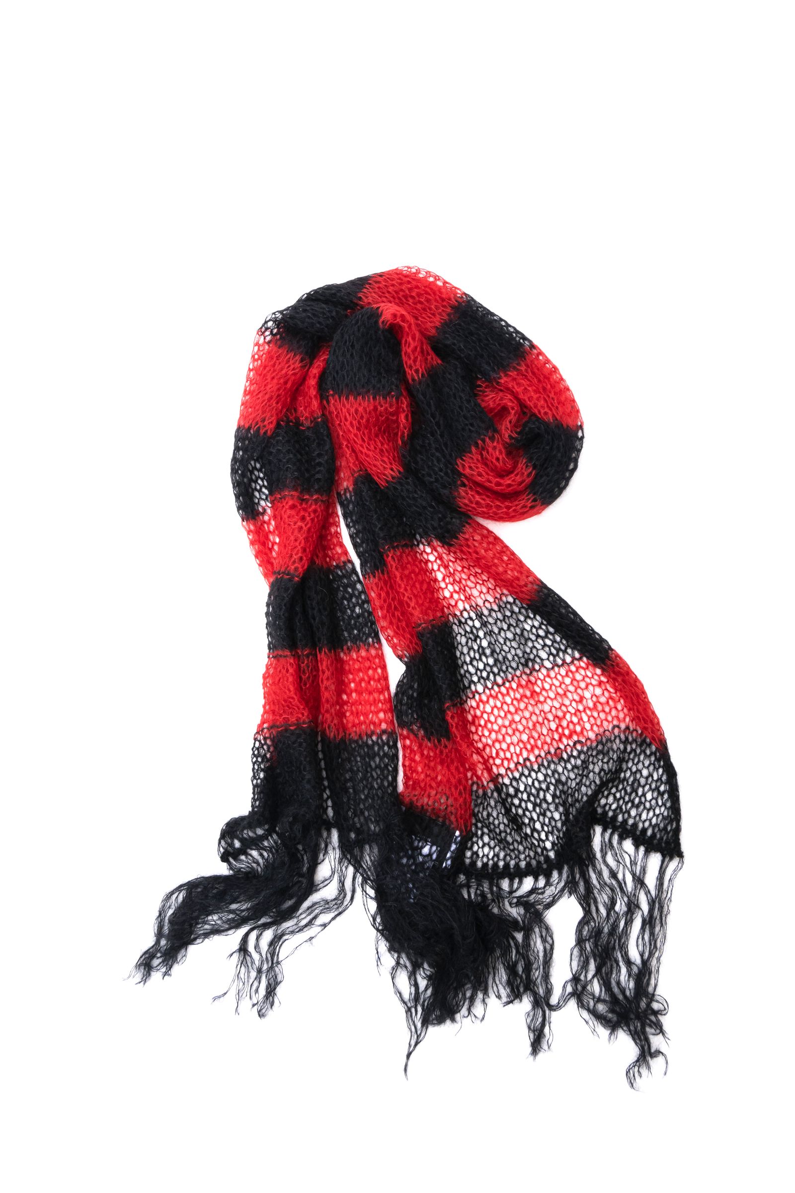SUGARHILL - MOHAIR LOOSE STRIPE MUFFLER / RED | Retikle Online Store