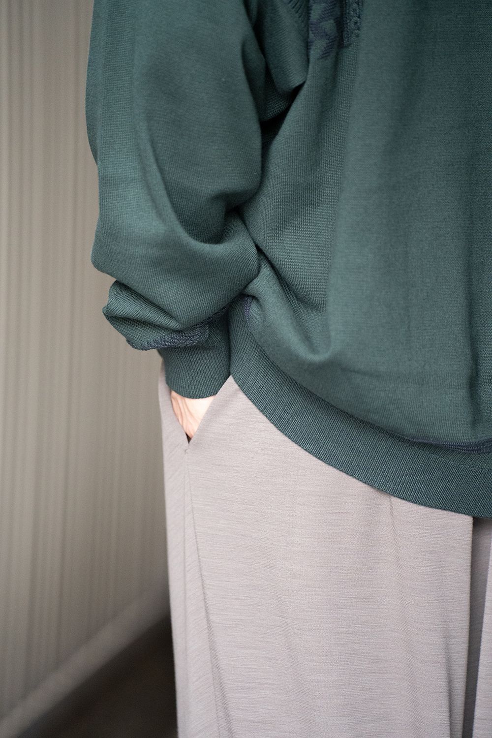 YASHIKI - 【ラスト1点】【22AW】Hatsushimo Knit Polo(GREEN) | Salty