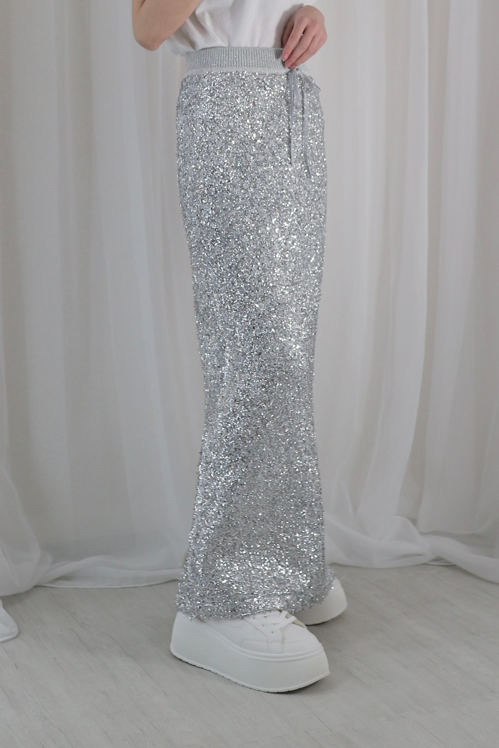 NOUNLESS - GLITTER TAPE YARN KNIT SKIRT / グリッターテープヤーン