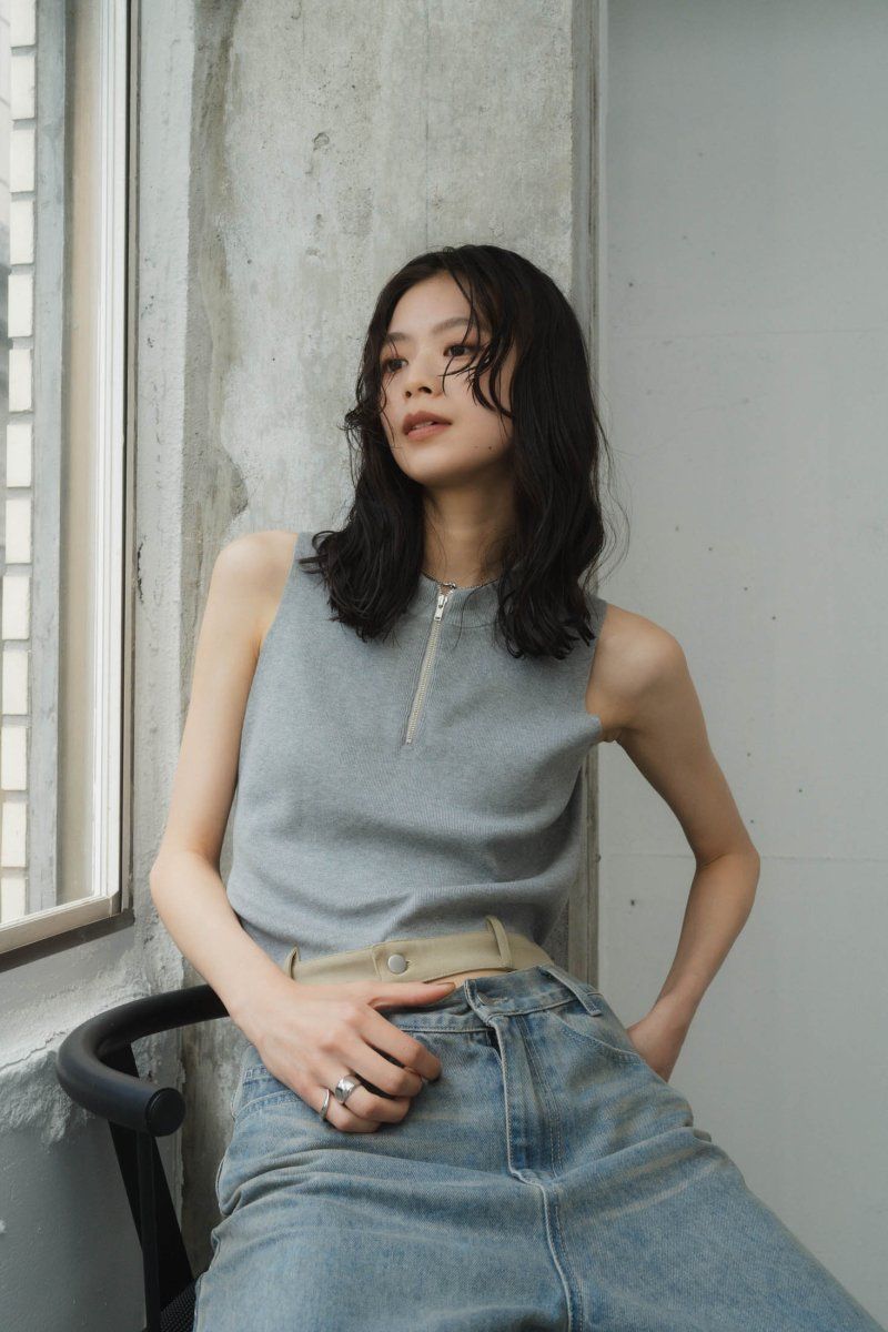 Knuth Marf - half zip knit tank top / ハーフジップ ニットタンク