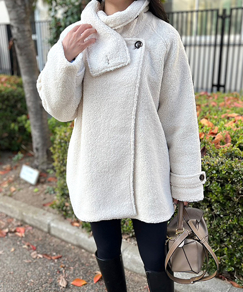 SALE】スタンドカラーボアコート/1カラー