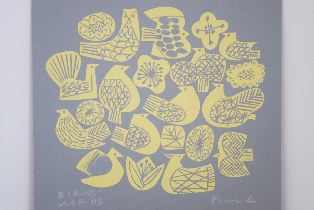 バーズワーズ シルクスクリーンBIRDS＆FLOWERS-ならの実
