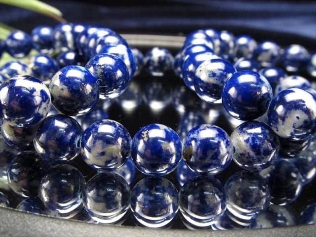 ほんのり蛍光 スノーフレークラピスラズリ 青金石 ブレスレット 約8mm