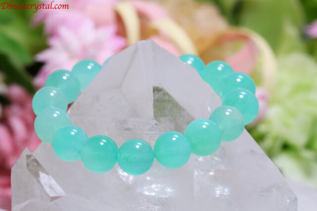 超美石一連ブレスレット【クリソプレーズ】11mm玉/手首サイズ14