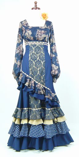 フラメンコ衣装 紺 ペイズリー柄